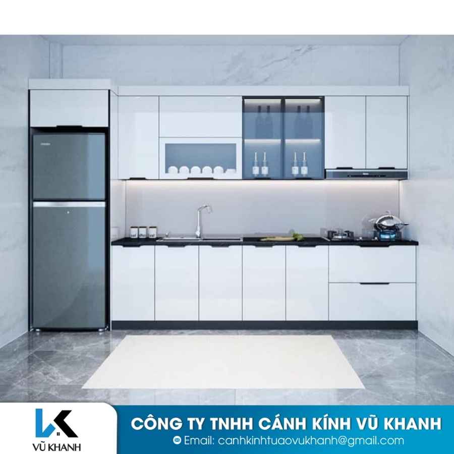 Tủ bếp cánh kính xu hướng hiện đại năm 2023