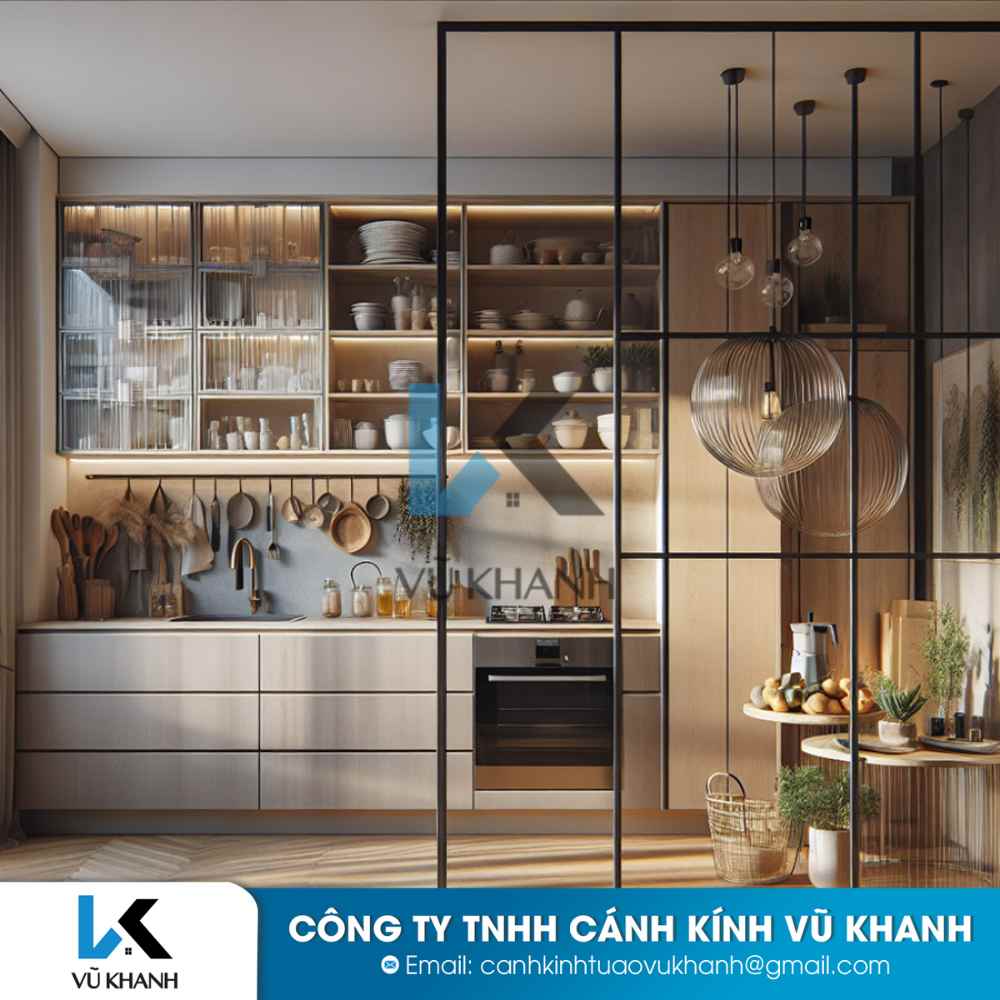 Mẫu Vách ngăn cánh kính phòng khách hiện đại năm 2024 tại Cánh kính Vũ Khanh