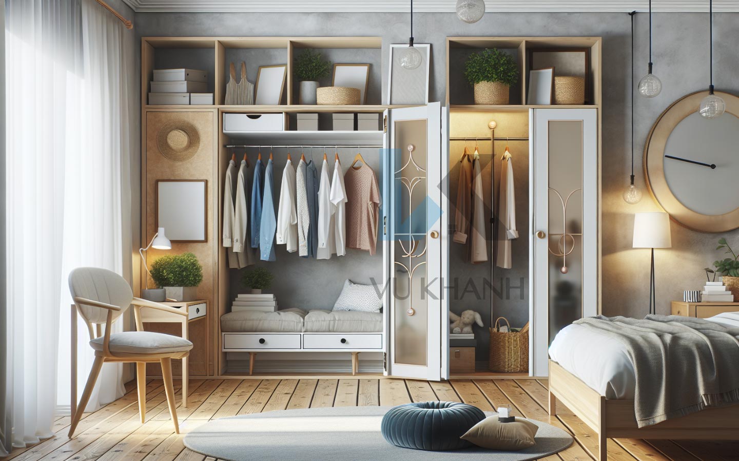 Tủ Quần Áo Cánh Kính Cửa Mở Mẫu Đẹp 2024